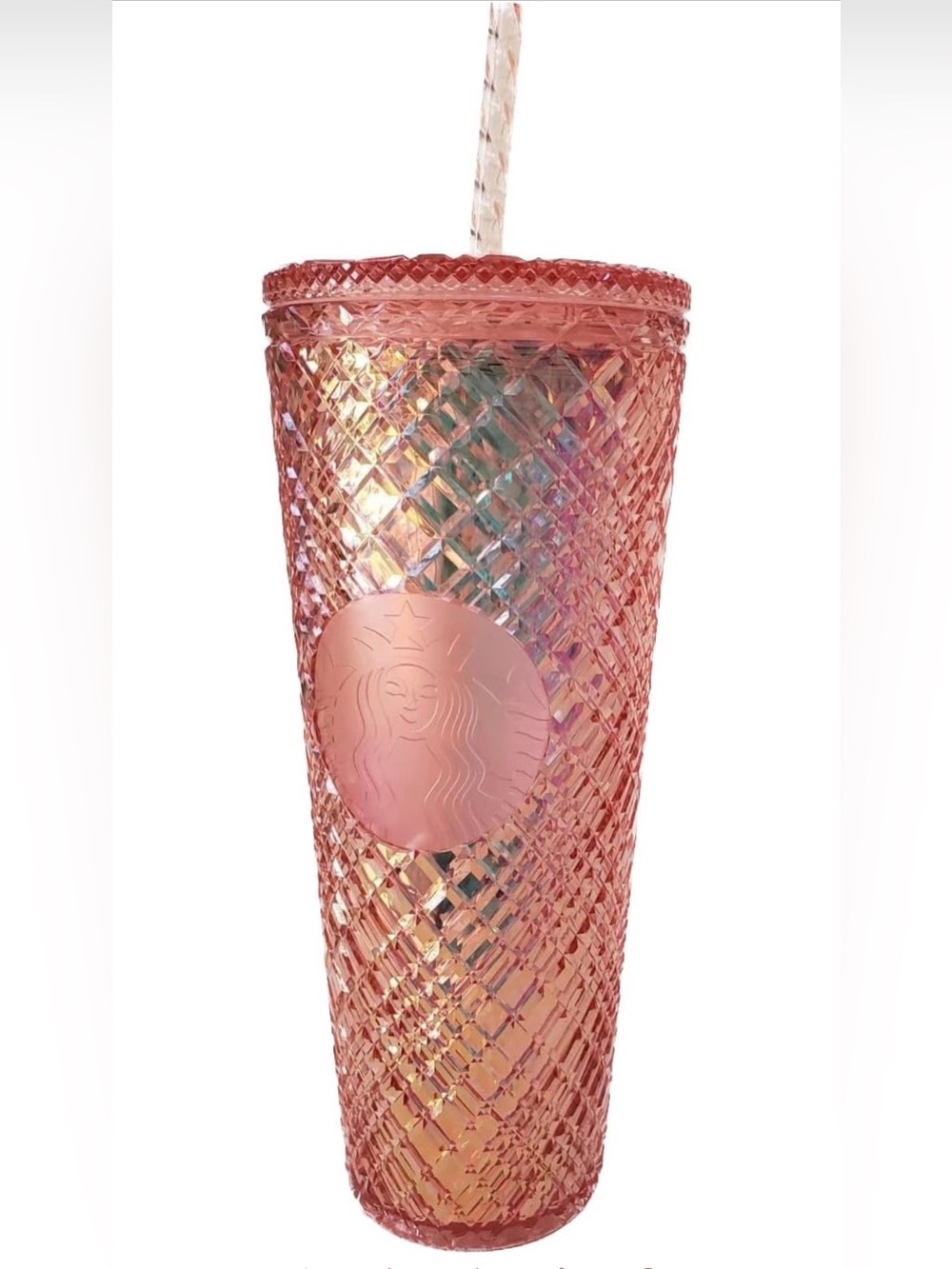 Rose gold iridescent Pink Starbucks cold Tumbler cup